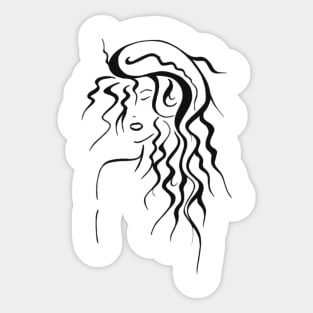 Black and white curly girl Sticker